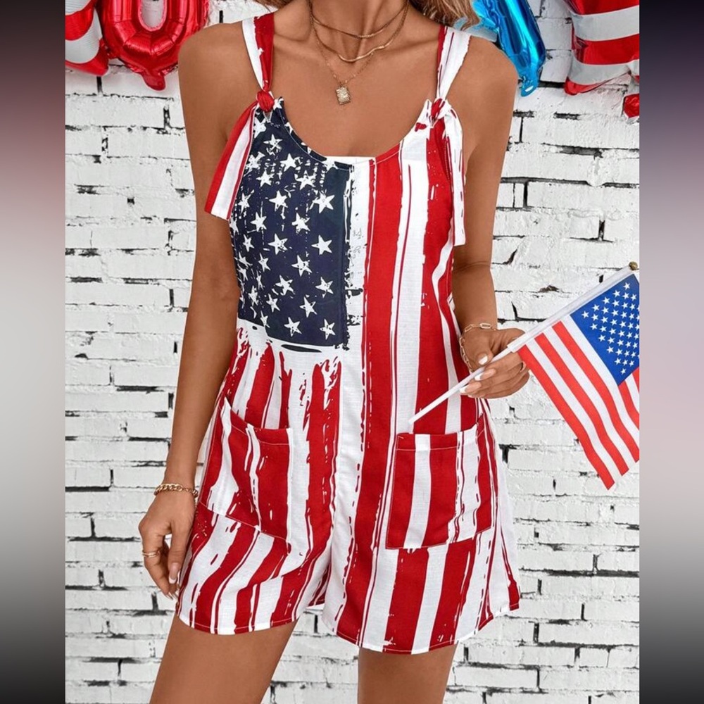 🇺🇸 American Flag Printed Jumpsuit / Overalls / Romper